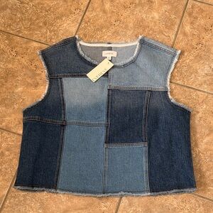 Evereve Ronny Blue Patchwork Denim Vest XL